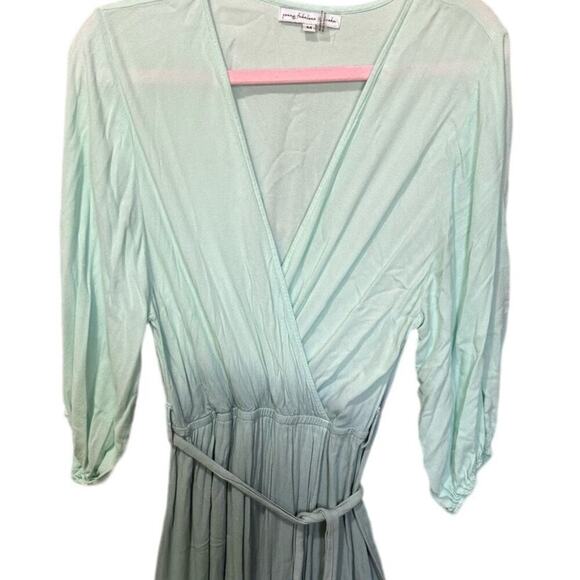 Young Fabulous and Broke Jillian Wrap Maxi Dress Ombré In Teal Size Medium - Picture 3 of 7